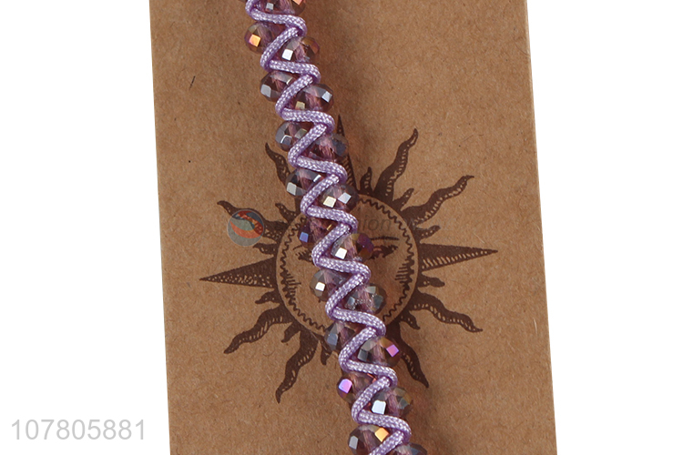 China wholesale purple handmade bead chain bracelet
