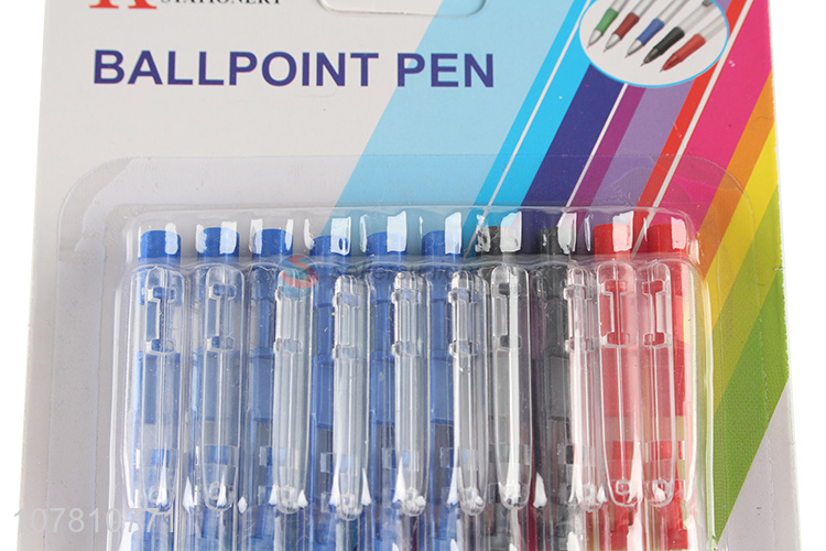 Low price 10 pieces plastic ball pen advertising gift