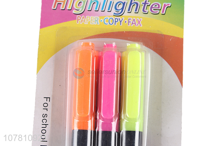 Factory direct sale 3 piece fluorescent color plastic markers