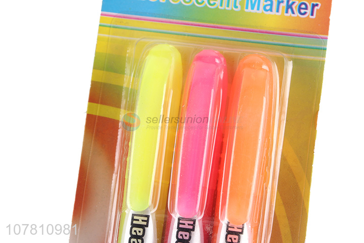 Promotional items 3 pieces plastic fluorescent markers highlighters