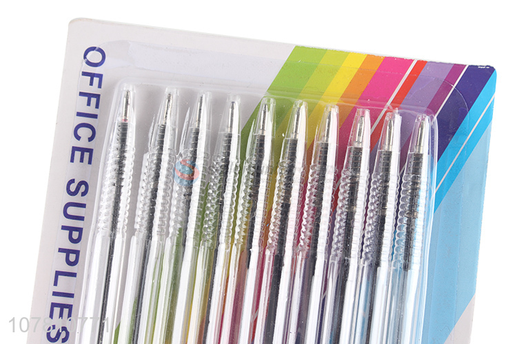 Low price 10 pieces plastic ball pen advertising gift