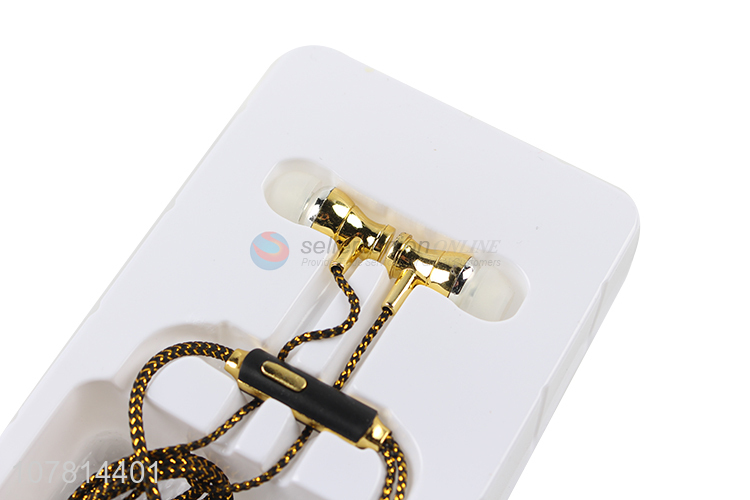 Wholesale golden earphones mobile phone universal in-ear earphones