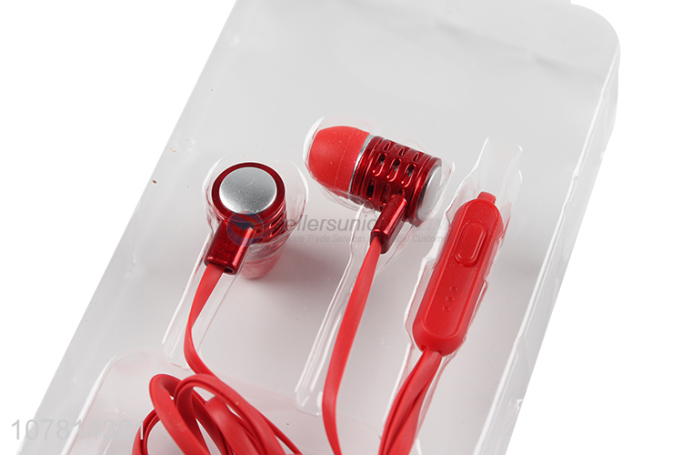 Wholesale red earphone in-ear bass wired earphone