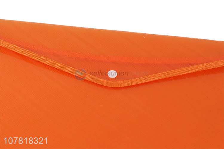 Wholesale orange solid color snap plastic office file bag