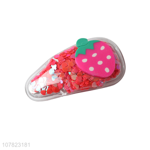 High quality red strawberry sequin hairpin for girls