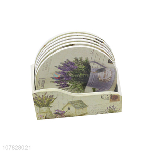 Online wholesale water absorbent lavender pattern mdf cup coasters