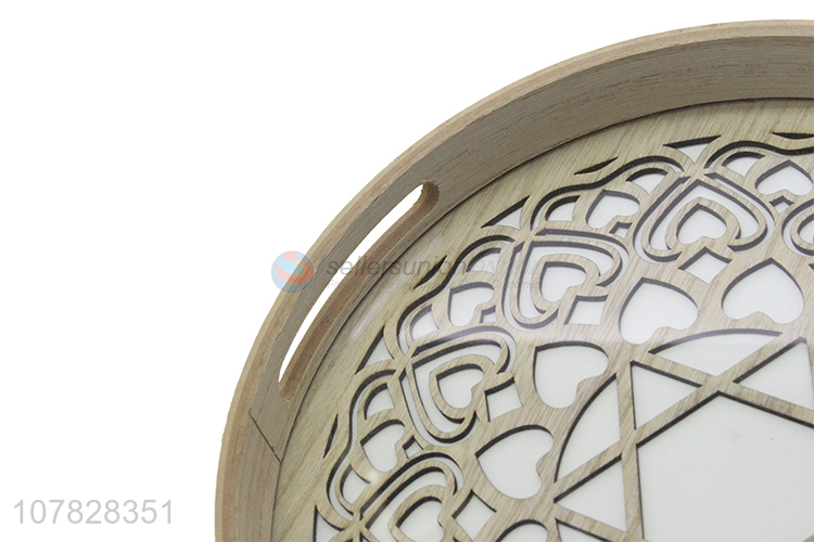 China supplier vintage laser cut round glass breakfast lunch serving tray