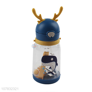 Hot sale 550ml cartoon children water bottle with straw