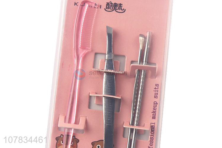 Fashion Eyebrow Tweezers Eyebrow Comb Makeup Tool Set