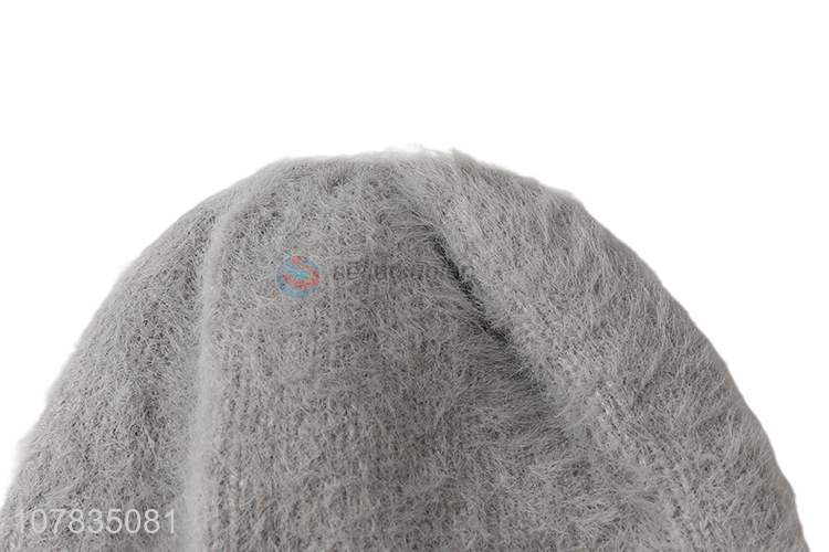 New product soft plush knitting hat men autumn winter fluffy beanies