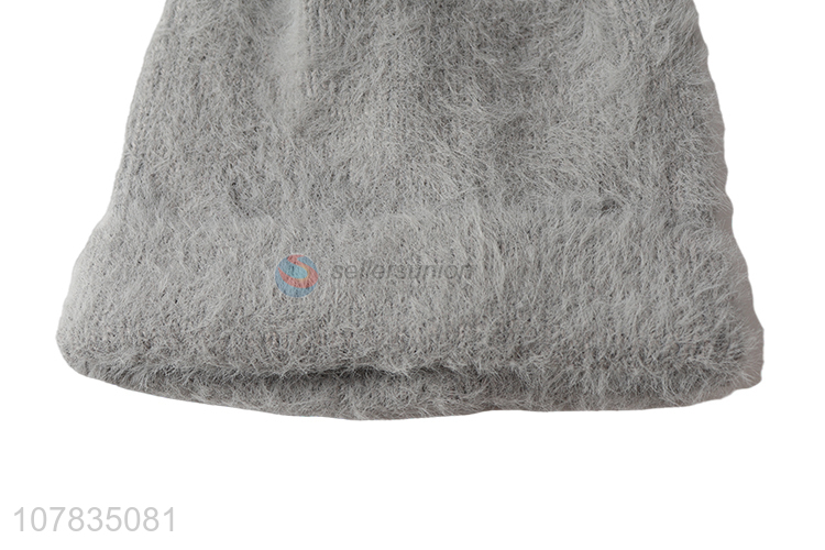 New product soft plush knitting hat men autumn winter fluffy beanies