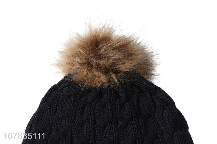 Popular product pompom knitted hat sport beanies men winter thick cap