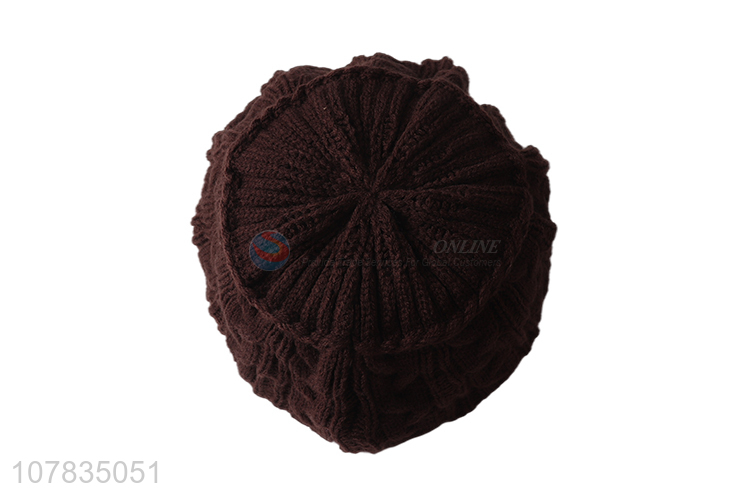China factory men women knitted peaked cap adult winter hat wholesale