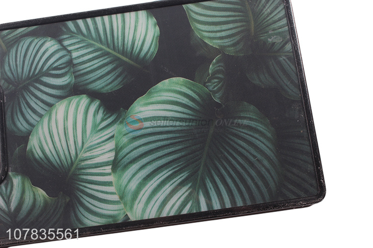 Good quality fashionable rectangular green leaf plastic cutting board