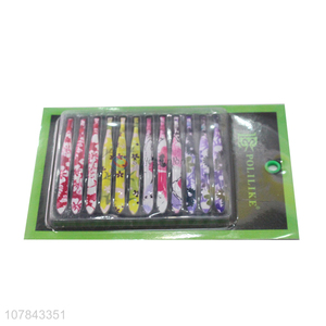 High quality fashionable elegant floral printing eyebrow tweezers set