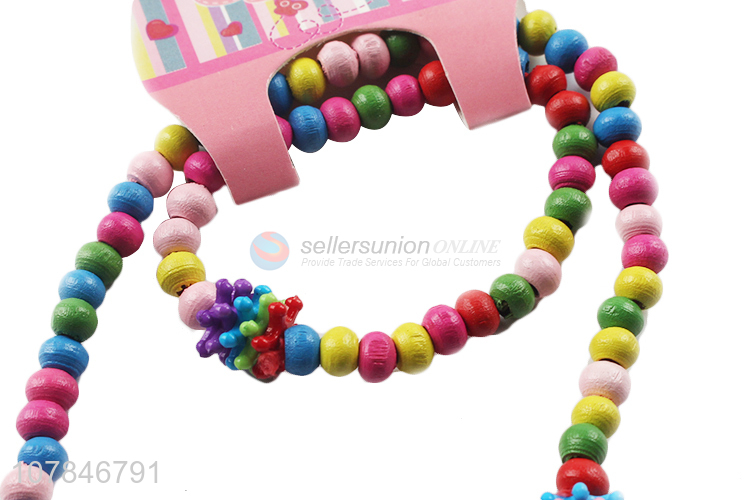 Fashion Colorful Necklace Elastic Bracelet Kids Jewelry Set