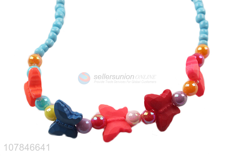 Wholesale Kids Popular Butterfly Charms Necklace Bracelet Set