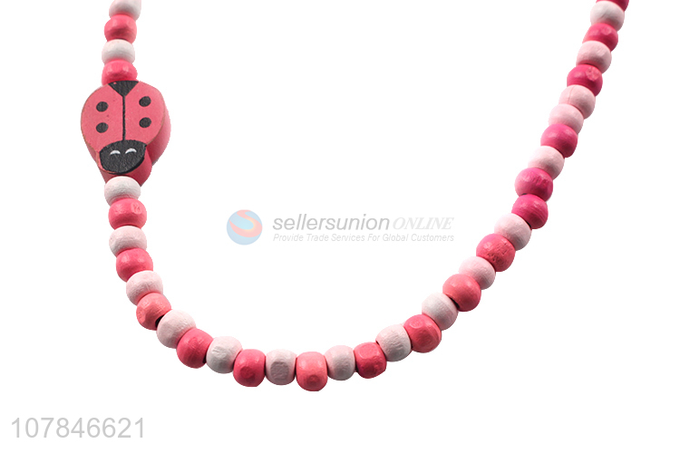 Delicate Design Wooden Beaded Necklace For Children