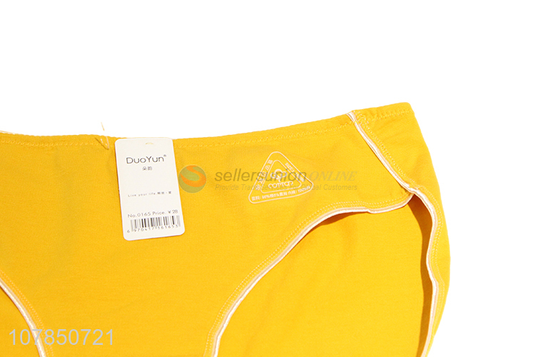 High quality yellow seamless mid-rise cotton panties