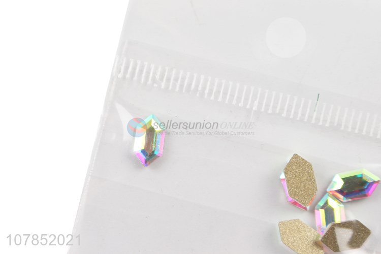 Private label nail art rhinestones hexagonal flatback AB rhinestones