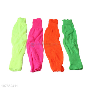 New arrival fluorescent color knitting fingerless gloves elbow mittens