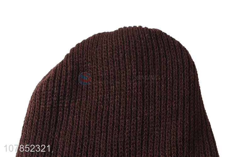 Low price men women winter hats fleece lined knitting beanie hat