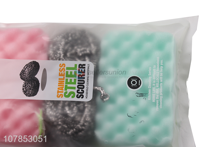 Wholesale from china durable stainless steel wire sponge scourer set