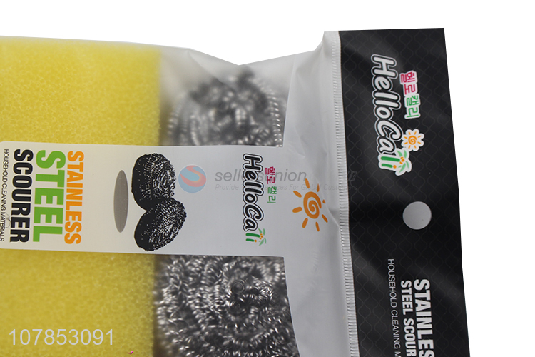 China factory durable stainless steel wire sponge scourer set