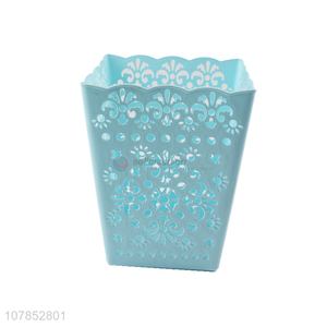 Fashion style blue hollow household waste bin trash can