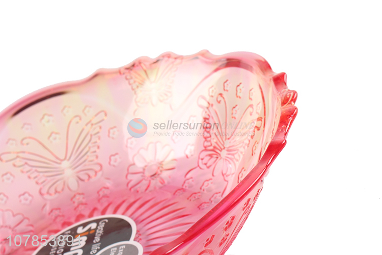 New design pink plastic transparent fruit plate melon seed plate