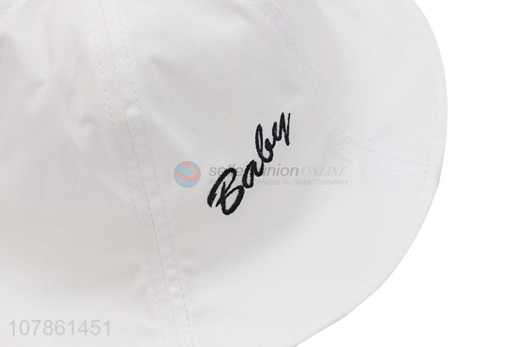 Wholesale cheap price white embroidery windproof fisherman hat