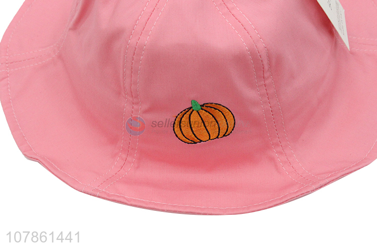 Good sale pink embroidery children outdoor fisherman hat