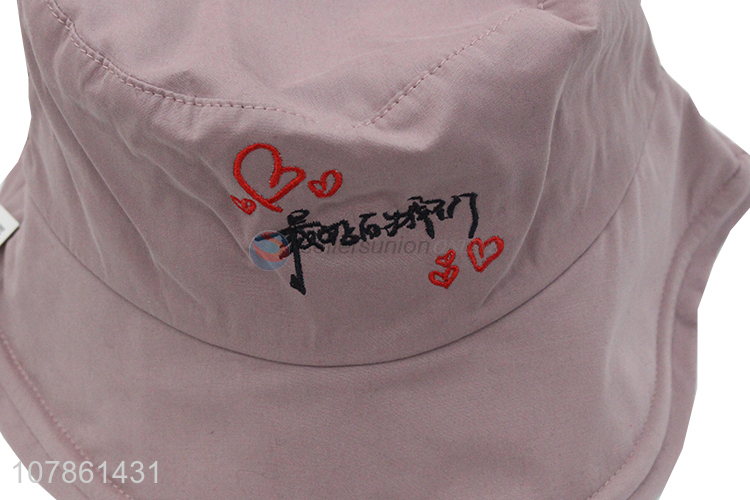 Factory price fashion pink embroidery outdoor fisherman hat