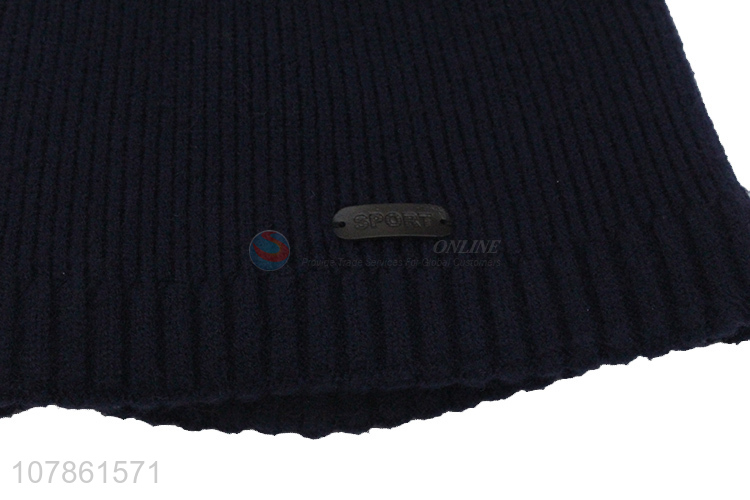 Cheap price black thick keep warm knitted hat for winter