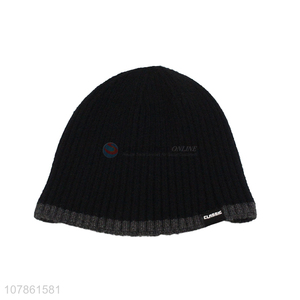 Best selling black winter soft acrylic knitted hat wholesale