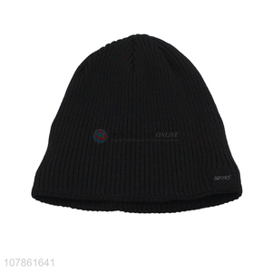 New arrival black fashion warm beanie cap knitted hat wholesale