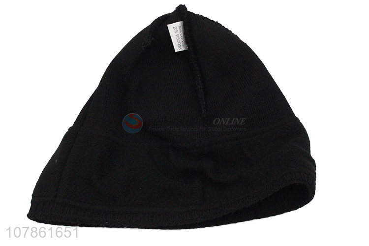 Wholesale from china black keep warm beanie cap knitted hat