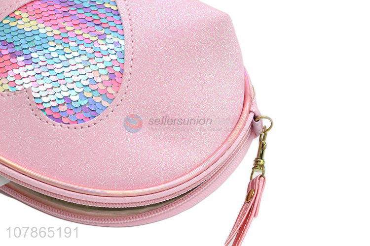 Wholesale cheap price pink sequin women makeup bag cosmetic bag