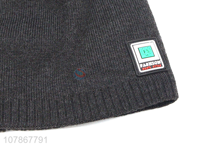 High quality black winter cold knitted hat creative melon leather hat