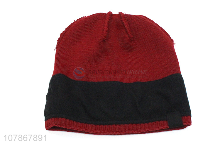 Good wholesale price red warm knit hat sports cold-proof cap for men
