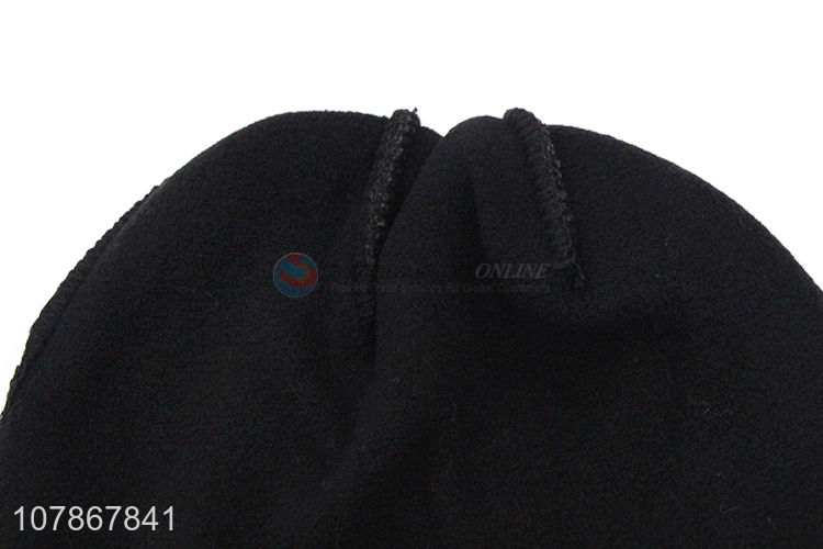 High quality black hooded outdoor sports windproof knitted hat for men