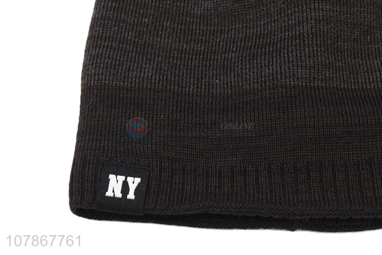 Yiwu direct sale plus cashmere knitted hat outdoor sports melon hat for men
