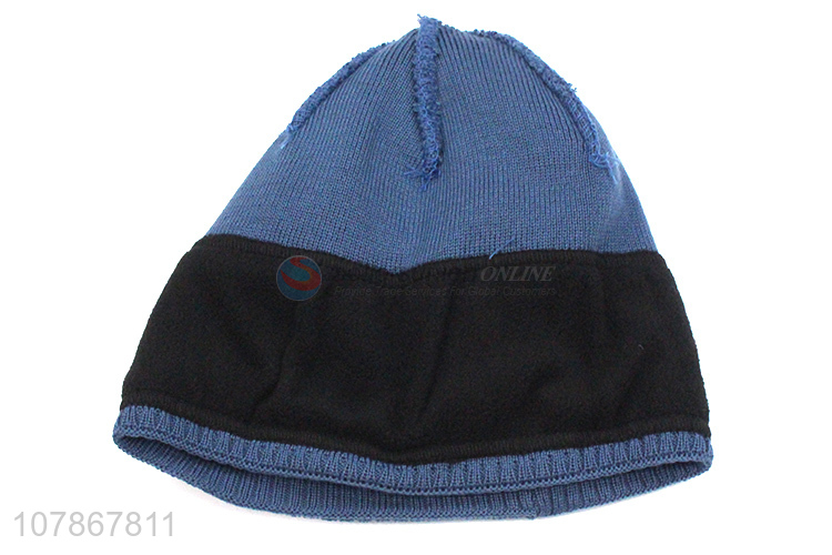 Yiwu wholesale blue winter cold-proof knitted hat melon hat