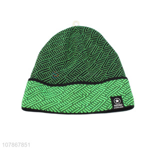 Yiwu wholesale fluorescent green pullover cap outdoor sports warm knitted hat