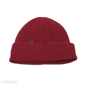 Hot selling red thick woolen hat winter warm sports knitted hat
