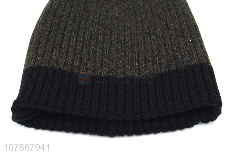 Wholesale winter warm casual melon leather hat sports cold-proof knitted hat