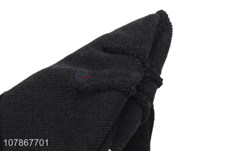 Factory direct sale black knitted hat for men winter ear protection hat