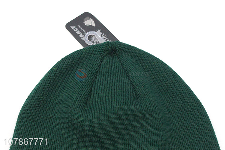 China factory wholesale green thick cold-proof knitted hat for men