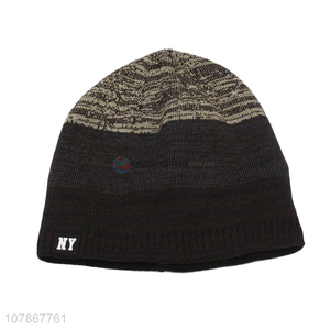 Yiwu direct sale plus cashmere knitted hat outdoor sports melon hat for men