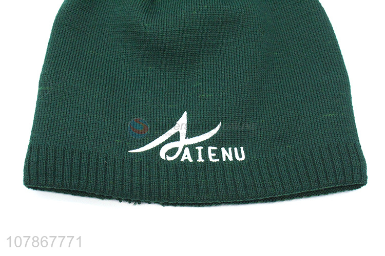 China factory wholesale green thick cold-proof knitted hat for men